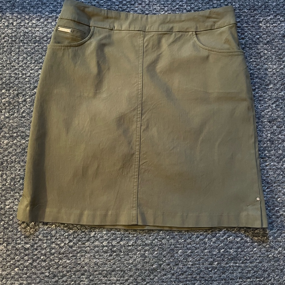 RRenuar RayonNylon Pull-in Skort  with Shorts Underneath,  Olive Green, Size 4